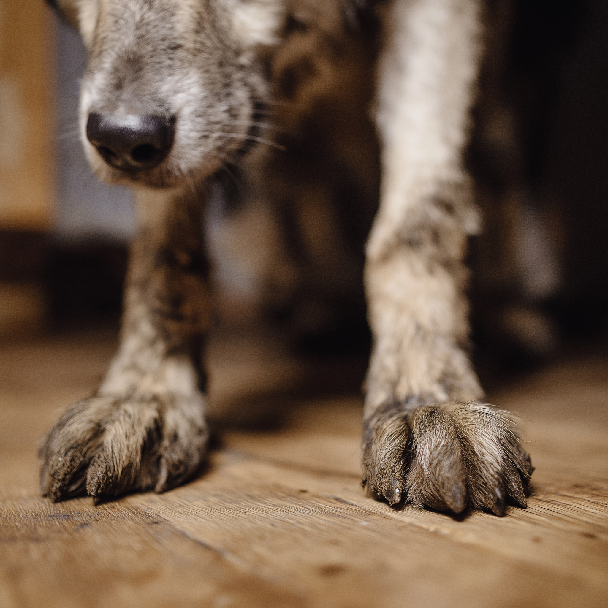 Muddy dog paws